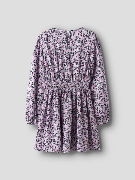 Name it, Nkfpdermi lilla/svart/rosa langermet kjole m/blomster