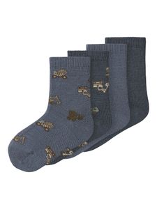 Hovedbilde Name it, Nmmwak bl&aring;gr&aring;/m&oslash;rkebl&aring; 4-pk ullsokker