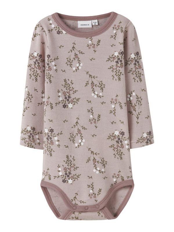 Nbfwillow lys gammelrosa ullbody m/ blomster