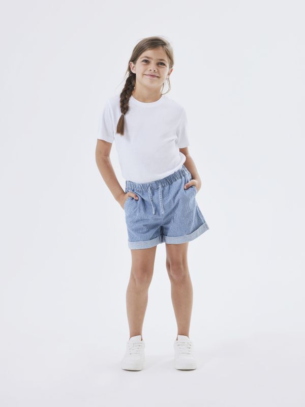 Nkfbella mellomblå vid shorts med hvite striper
