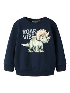 Hovedbilde Name it, Nmmsinas m&oslash;rkebl&aring; genser med dinosaur