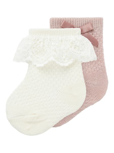 Name it, Nbfwakma 2 pk ullsokker i offwhite og lys gammelrosa