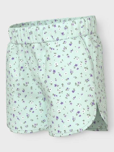 Name it, Nkfvinaya mintgrønt shorts med blomster