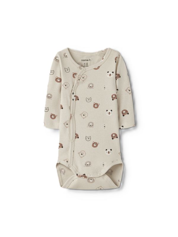 Nbnjoppi beige omslagsbody m/bjørner  