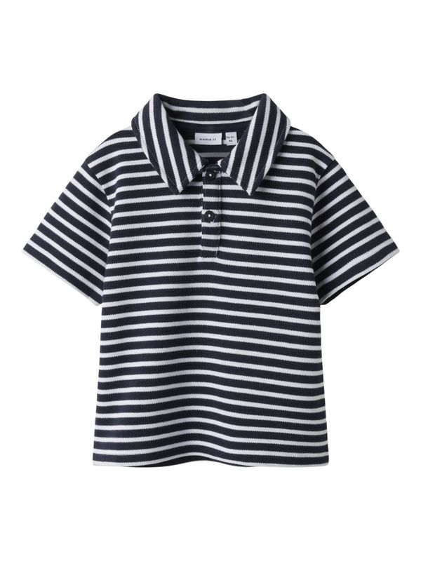 Nmmdaniel mørkeblå/hvit stripete polo t-skjorte