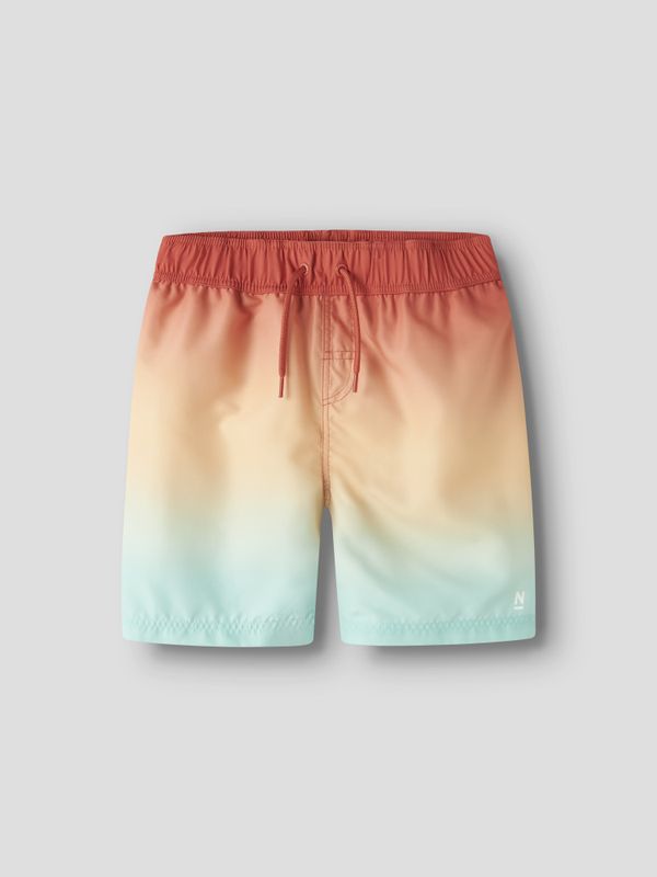 Nkmzoccas mørkeblå og limegrønn badeshorts