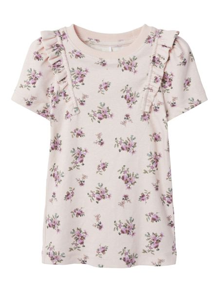 Name it, Nmffikka lyserosa t-skjorte m/blomster