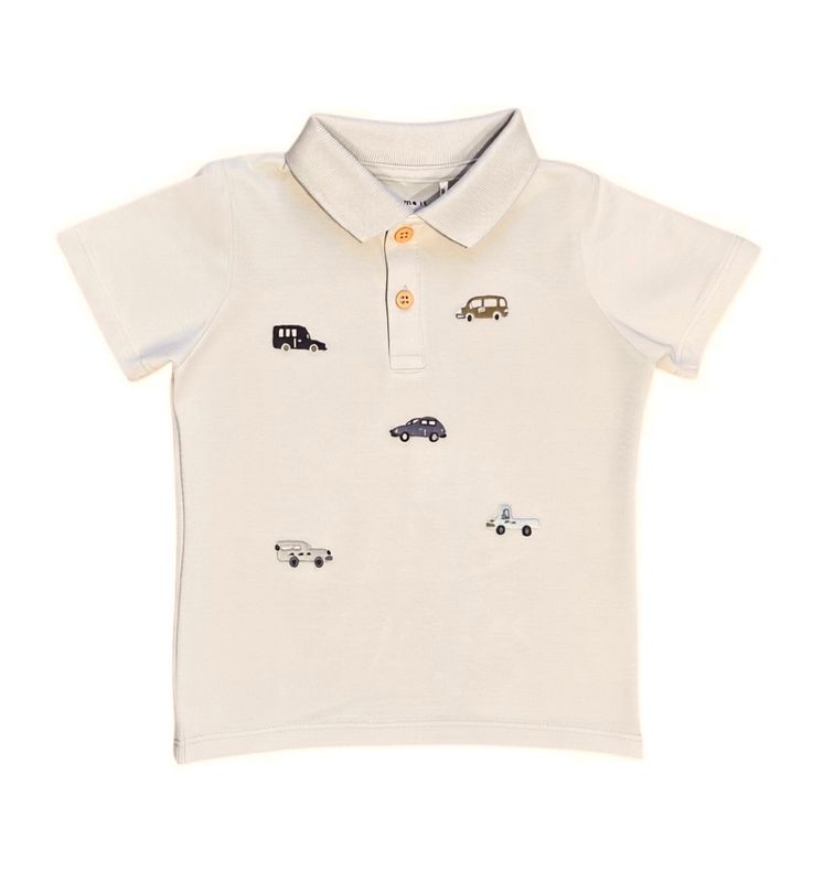 Nmmdexter beige polo t-skjorte m/biler