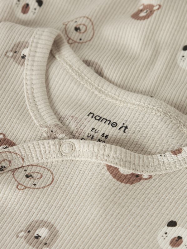 Nbnjoppi beige omslagsbody m/bjørner  