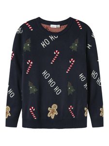 Hovedbilde Name it, Nknrasko m&oslash;rkebl&aring; strikket julegenser