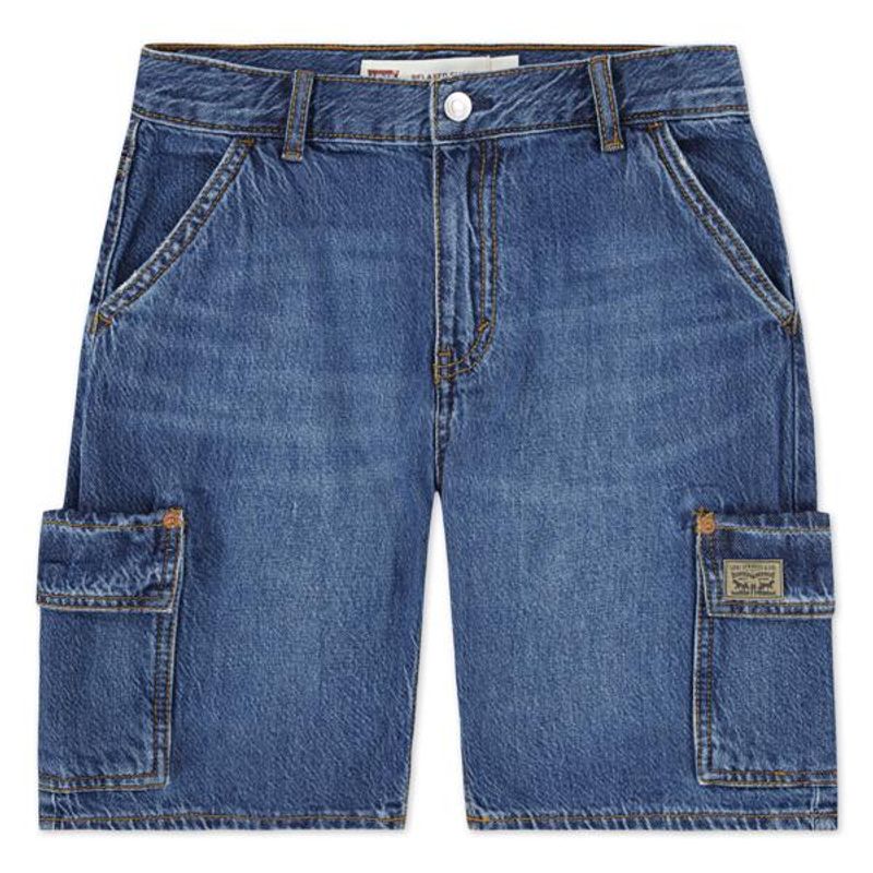 Relaxed mellomblå cargo jeansshorts