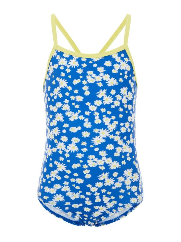 Nmfzummeru blå/gul badedrakt med blomster