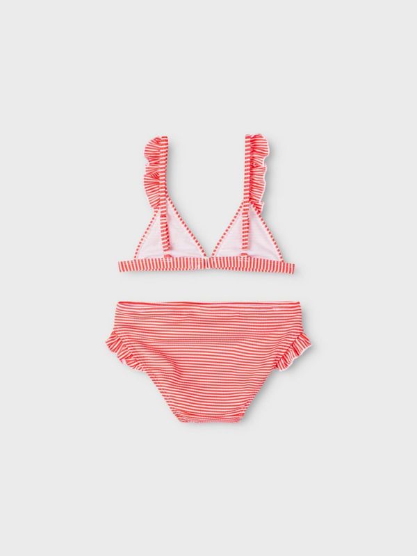 Nkfzannah bringebærrød/ hvit stripete bikini