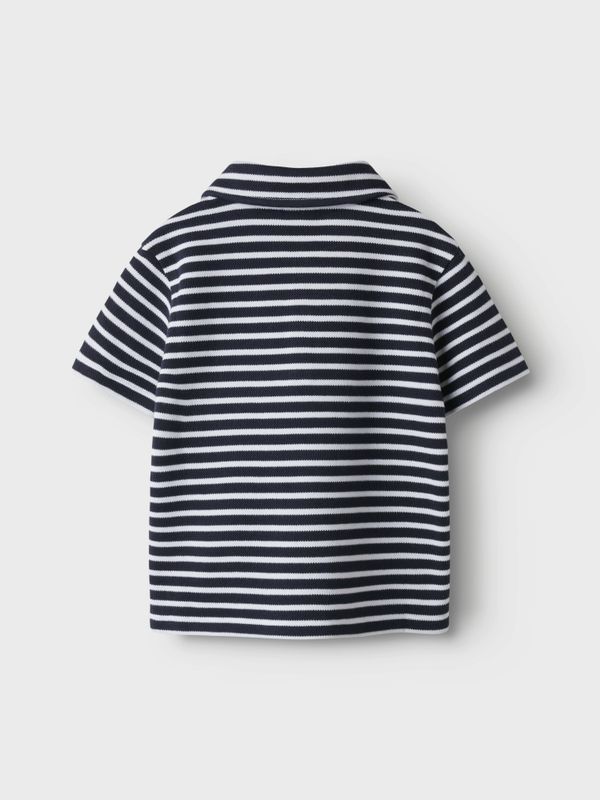 Nkmdaniel mørkeblå/hvit stripete polo t-skjorte