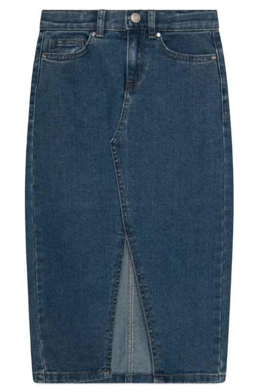 Kogsiri langt denimskjørt med splitt