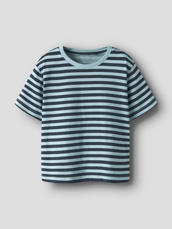 Nmmjivan stripete turkis og mørkeblå t-skjorte
