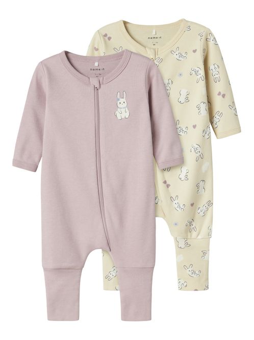 Hovedbilde Nbfnightsuit 2pk lys beige og rosalilla pysj ...