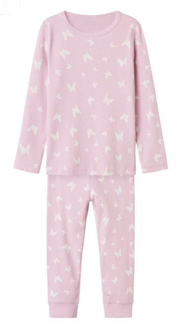 Hovedbilde Nmfnightset rosa pysj med sommerfugler