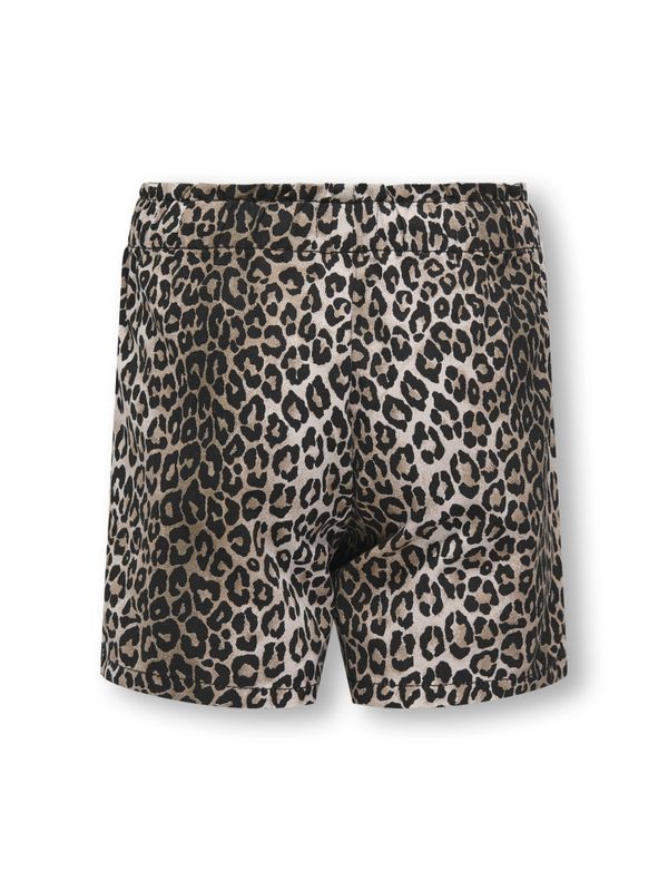 Kogsandra beige og svart shorts med leopardmønster