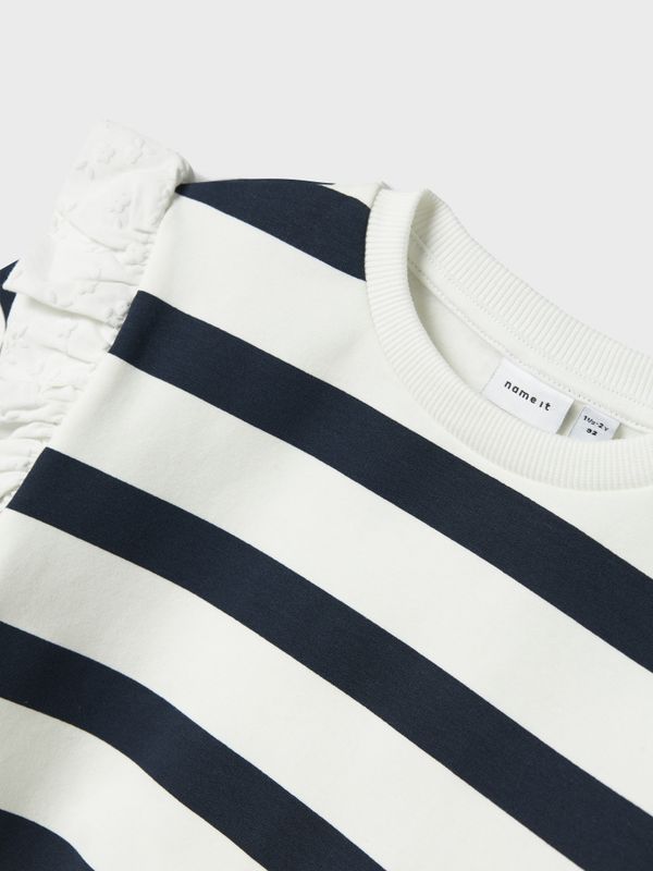 Nmfoloula offwhite/mørkeblå stripete genser