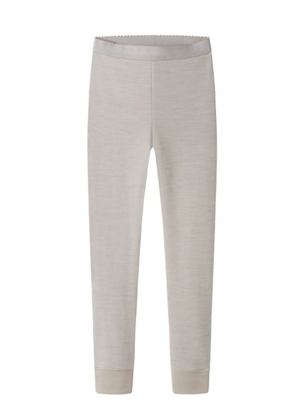 Nkfwuppo lys gråbeige ull/bomulls stilongs m/blomster