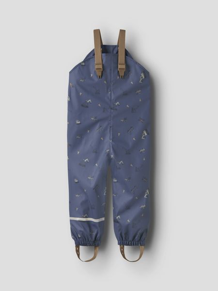 Name it, Nmmdry10 blått regnsett m/anleggsmaskiner