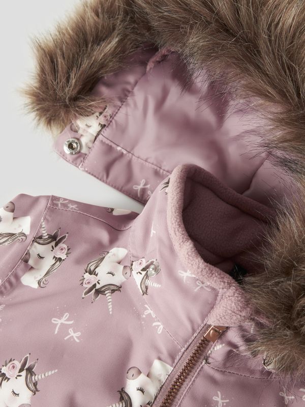 Nmfsnow10 gammelrosa vinterdress m/enhjørninger